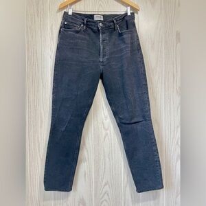 AGOLDE Women's Nico High Rise Slim Fit Black Jeans Hotline Wash Organic Size 31